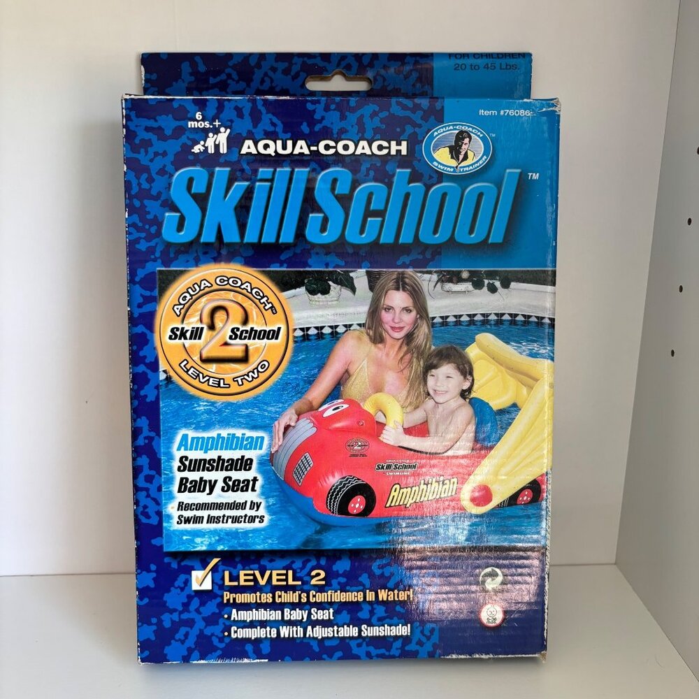 Aqua-Coach Skill School Level 2 Race Car Swim Pool Float Sunshade Baby‎ Seat New